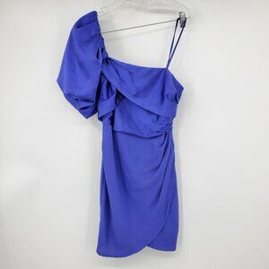 NWT‎ Express Blue One Puff Shoulder Sleeve Short Mini Dress Size XS